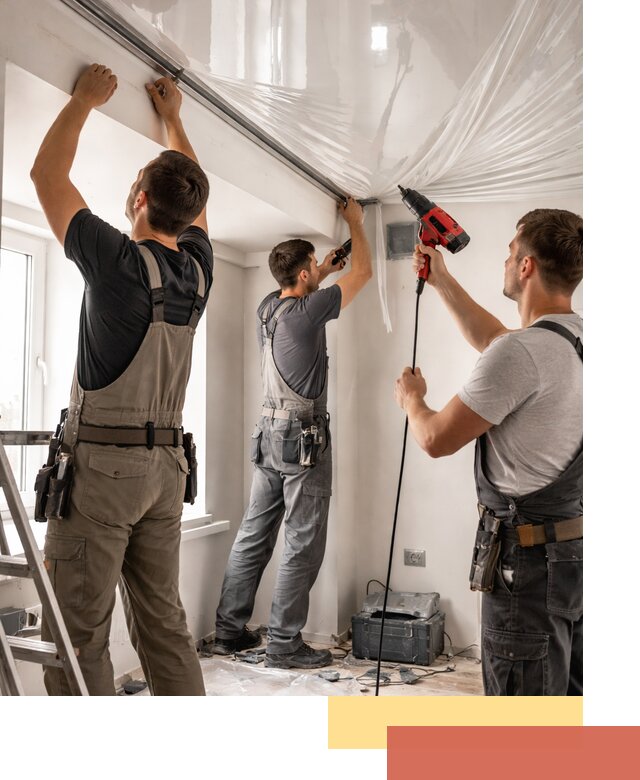 Монтаж глянцевого натяжного потолка в Гудермесе быстро и качественно