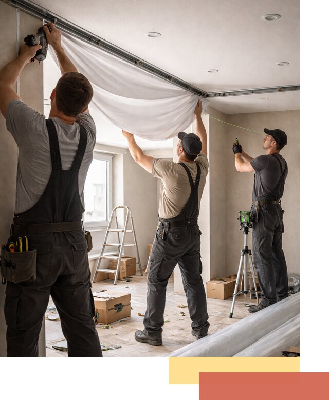 Монтаж парящего натяжного потолка под ключ в Гудермесе