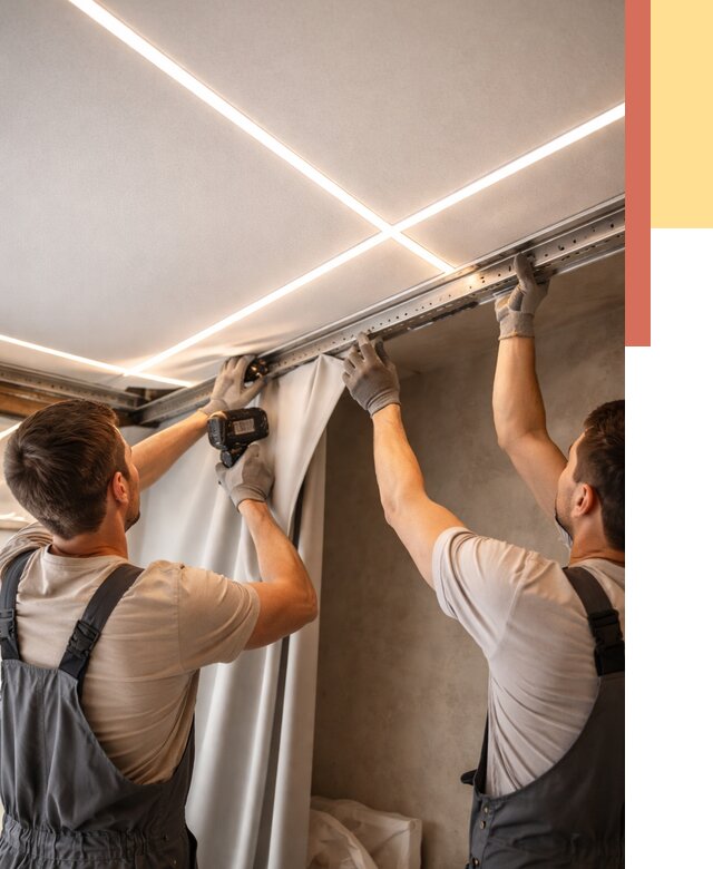 Монтаж натяжного потолка со световыми линиями в Гудермесе от 1230 руб. | ОТДЕЛОЧНИК-Гдр