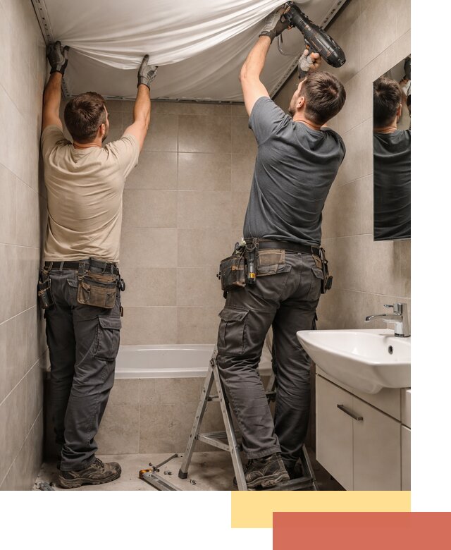 Монтаж натяжного потолка в ванной в Гудермесе быстро и качественно