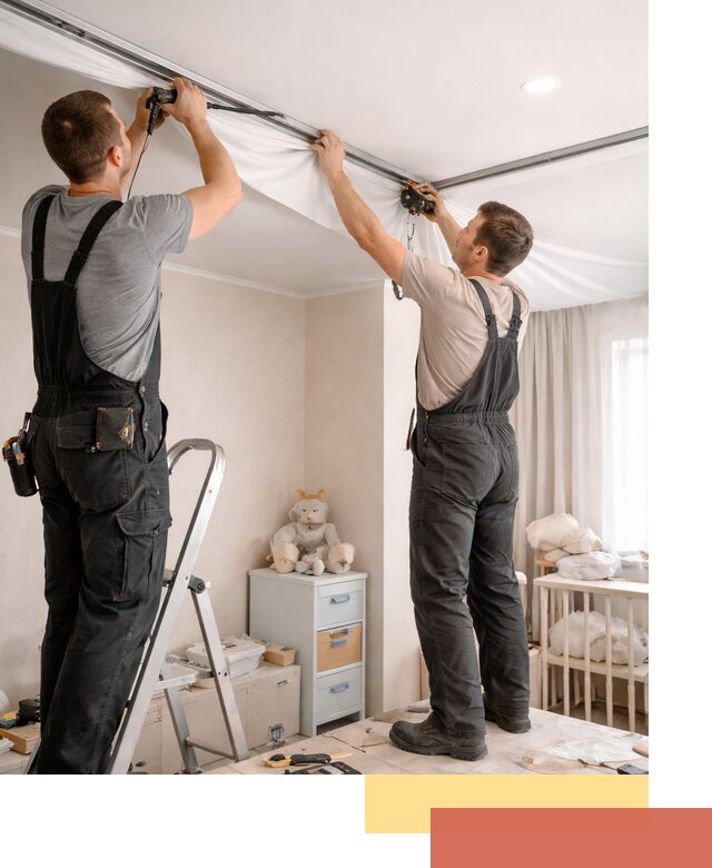 Монтаж натяжного потолка в детской комнате в Гудермесе