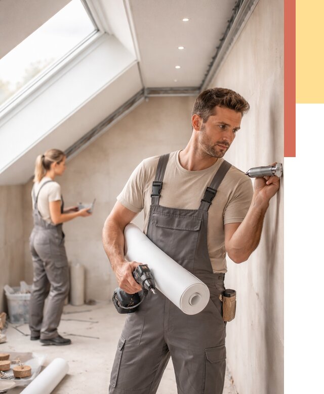 Монтаж натяжного потолка на мансарде в Гудермесе от 3586 руб. | ОТДЕЛОЧНИК-Гдр