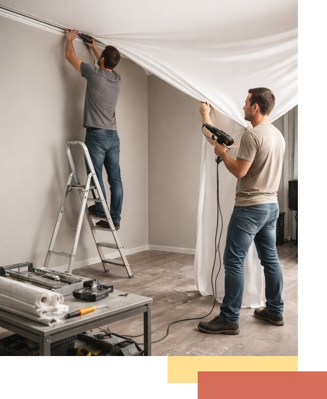 Монтаж натяжного потолка в студии в Гудермесе