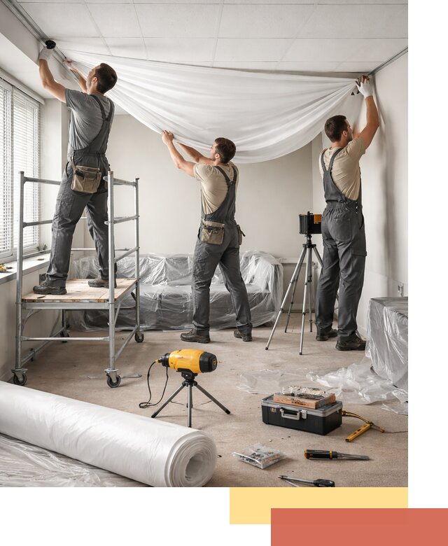 Монтаж натяжного потолка в офисе в Гудермесе