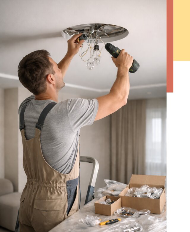 Установка люстры в натяжной потолок в Гудермесе от 1230 руб. | Быстро и недорого — ОТДЕЛОЧНИК-Гдр