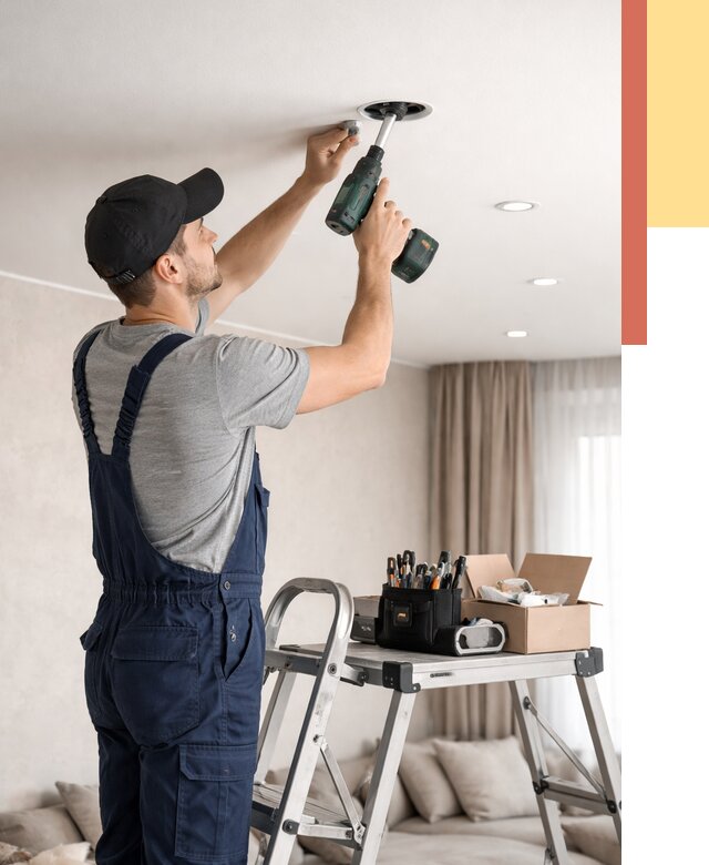 Установка и монтаж точечных светильников в натяжной потолок в Гудермесе от 1844 руб. | ОТДЕЛОЧНИК-Гдр