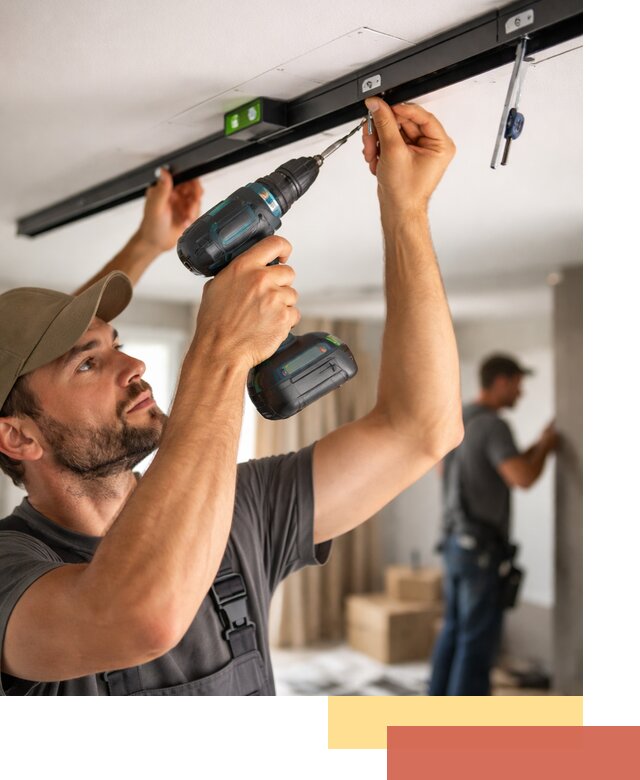 Установка трековых светильников в натяжной потолок в Гудермесе