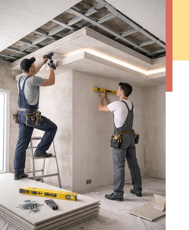 Двухуровневый потолок из гипсокартона в Гудермесе от 1486 руб. под ключ | ОТДЕЛОЧНИК-Гдр