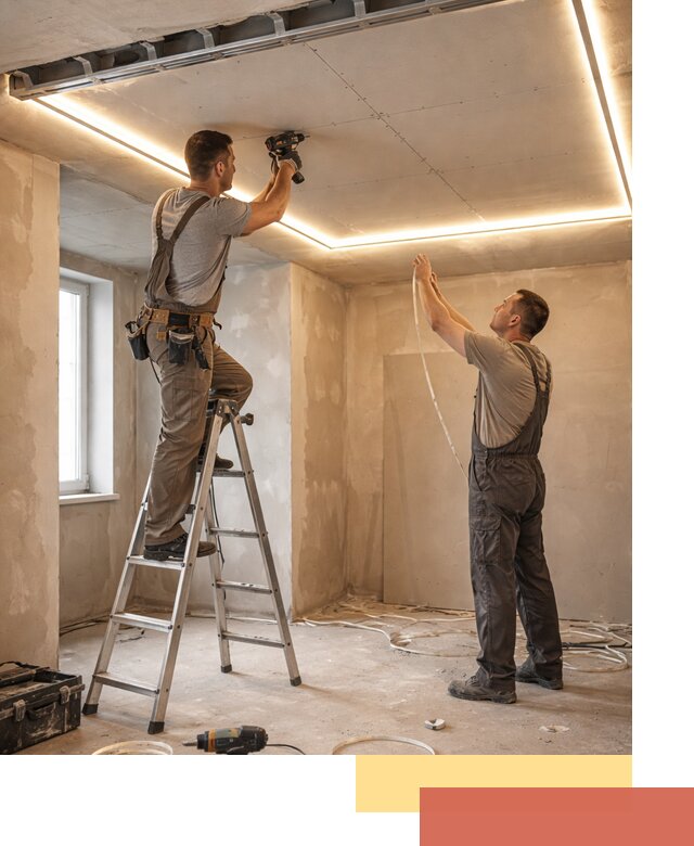 Потолок из гипсокартона с подсветкой в Гудермесе