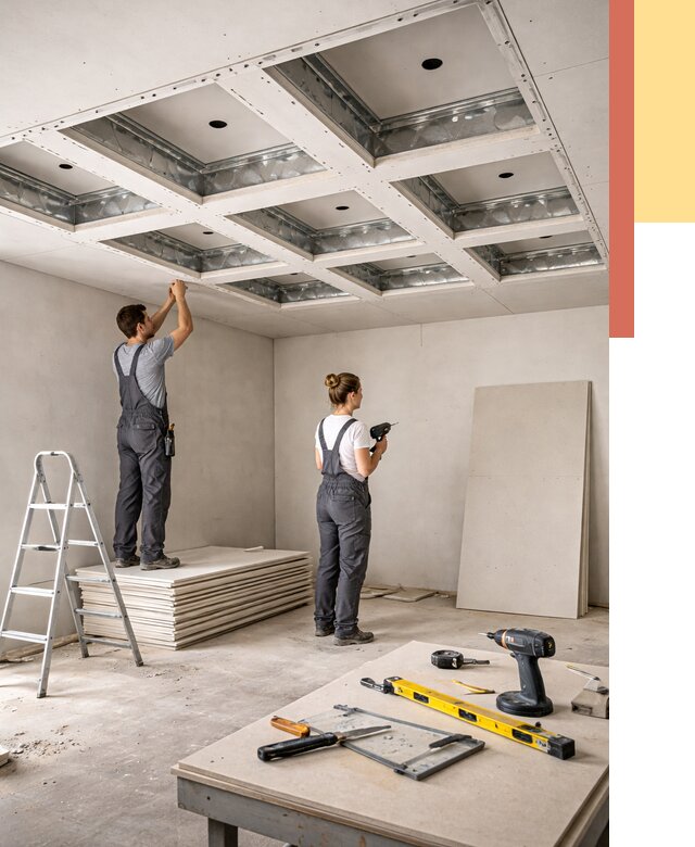 Кессонный потолок из гипсокартона в Гудермесе от 1896 руб. — монтаж и под ключ | ОТДЕЛОЧНИК-Гдр