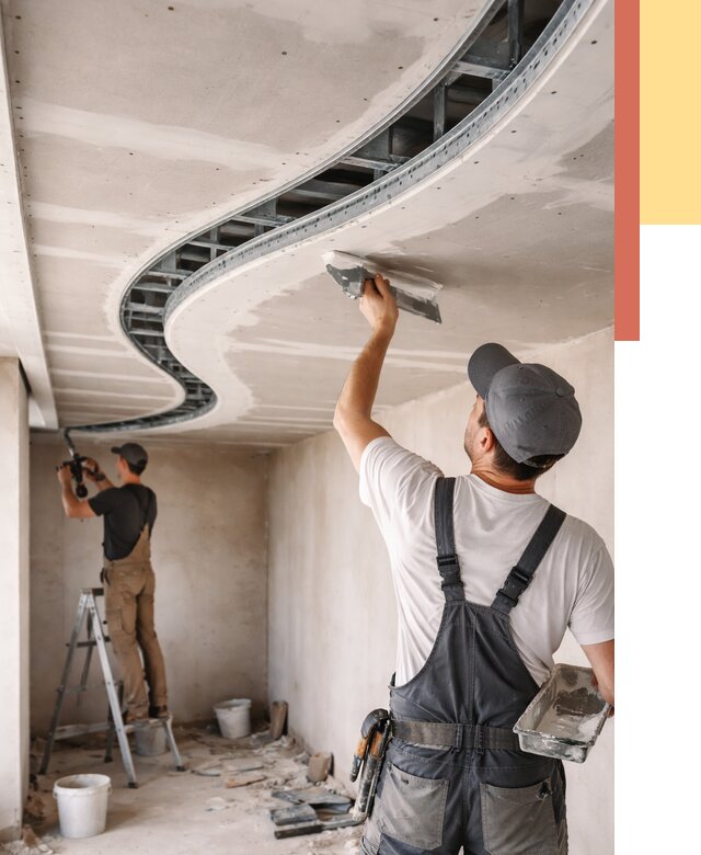 Криволинейный потолок из гипсокартона в Гудермесе от 2152 руб./м2 | ОТДЕЛОЧНИК-Гдр