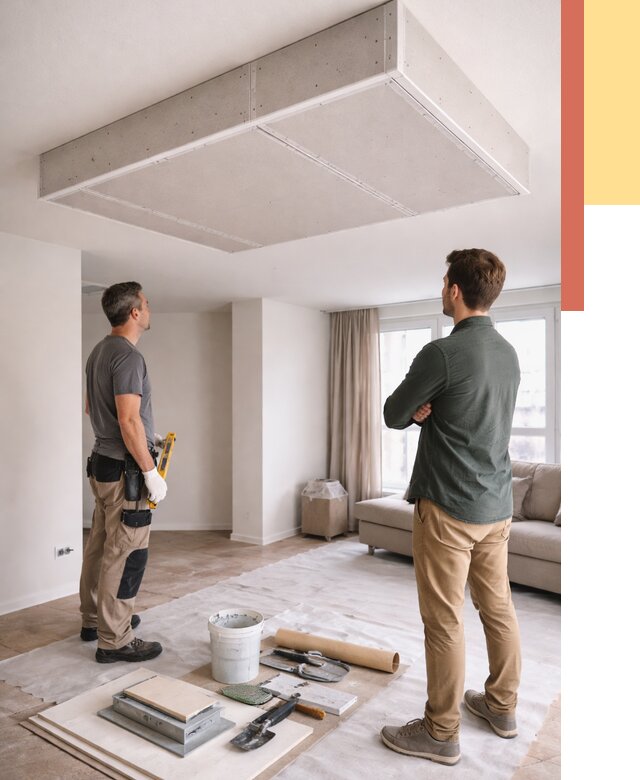 Короб на потолке из гипсокартона в Гудермесе от 2254 руб. — монтаж и услуги под ключ | ОТДЕЛОЧНИК-Гдр