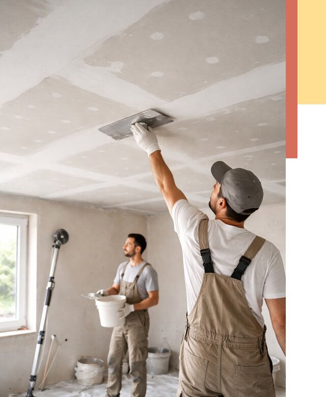 Шпаклевка потолка из гипсокартона в Гудермесе от 3279 руб./м2 — услуги под ключ | ОТДЕЛОЧНИК-Гдр