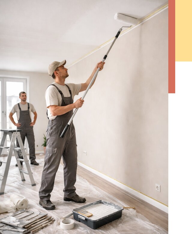 Покраска потолка из гипсокартона в Гудермесе от 4611 руб./м2 — услуги под ключ | ОТДЕЛОЧНИК-Гдр