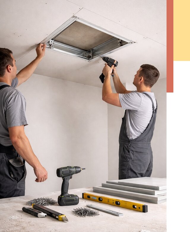 Установка люка в потолок ГКЛ в Гудермесе от 2562 руб. под ключ | ОТДЕЛОЧНИК-Гдр