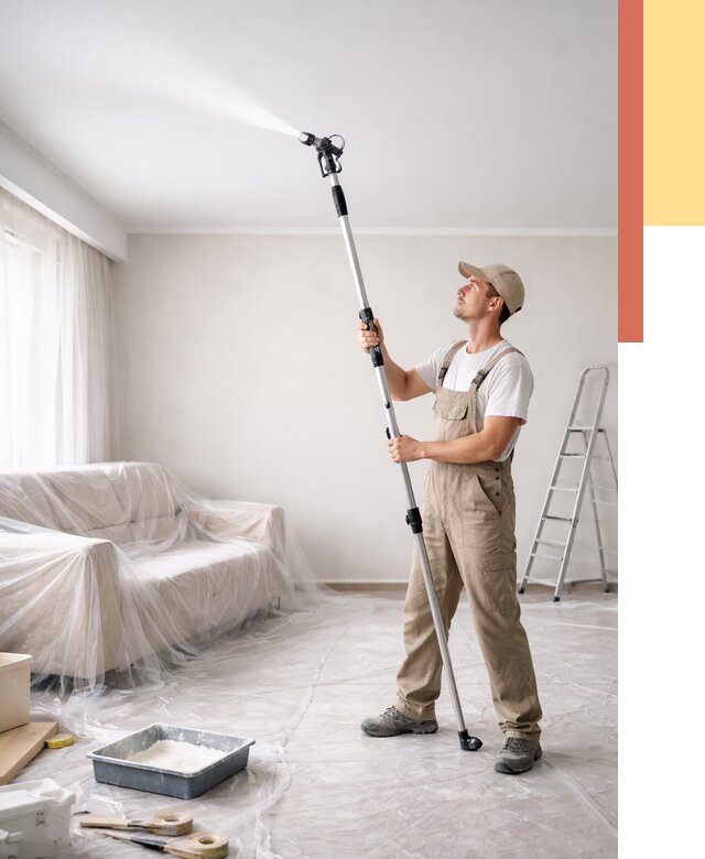 Покраска потолка краскопультом в Гудермесе от 4611 руб. быстро и недорого | ОТДЕЛОЧНИК-Гдр